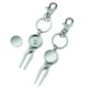 GOLF PITCH FORK & BALL MARKER KEYRING in Silver Metal.