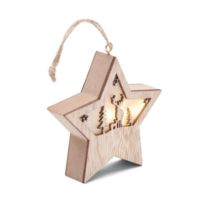 MDF STAR with Light in Brown