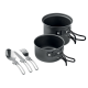 2 CAMPING POTS with Cutlery in Black.