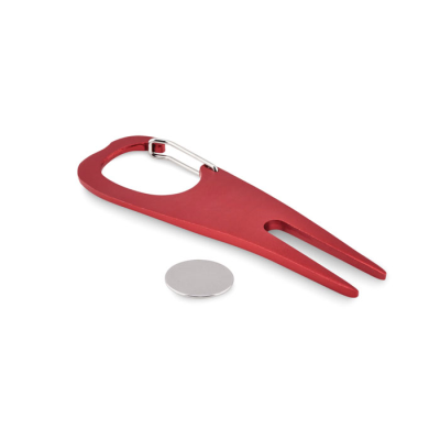 ALUMINIUM METAL GOLF DIVOT TOOL in Red