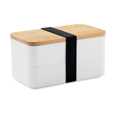 LUNCH BOX in PP & Bamboo Lid in White
