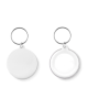 SMALL PIN BUTTON KEYRING in White.