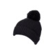 100% LOOSE KNIT ACRYLIC RIBBED BOBBLE BEANIE HAT in Black with Turn-up.