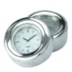 DUO METAL DESK CLOCK with Magnifier in Silver.