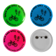 REFLECTIVE BUTTON BADGE.