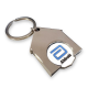 HOUSE SHAPE TROLLEY COIN KEYRING (STAMPED IRON SOFT ENAMEL INFILL).