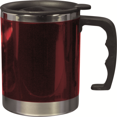 STAINLESS STEEL METAL MUG (400ML) in Red