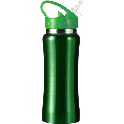 STAINLESS STEEL METAL SINGLE WALLED DRINK BOTTLE (600ML) in Green