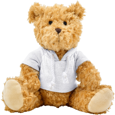 PLUSH TEDDY BEAR with Hooded Hoody in White