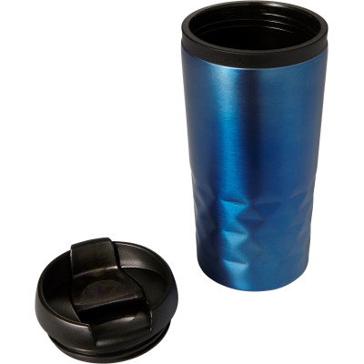 STAINLESS STEEL METAL DOUBLE WALLED TRAVEL MUG (300ML) in Blue