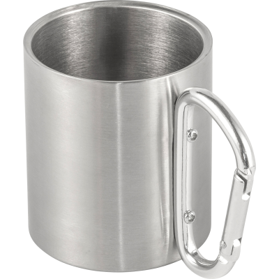 STAINLESS STEEL METAL DOUBLE WALLED TRAVEL MUG (185ML) in Silver