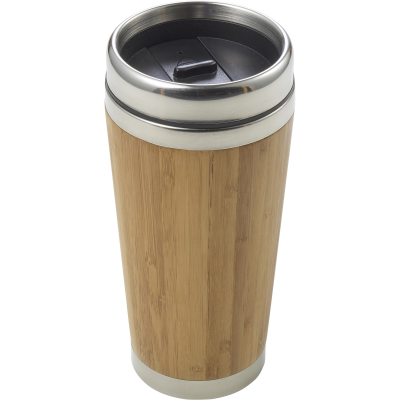BAMBOO DOUBLE WALLED TRAVEL MUG (400ML) in Brown