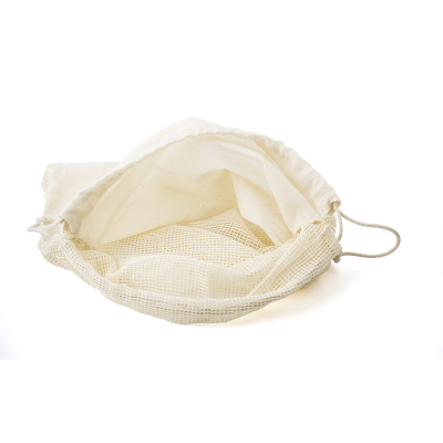 ORGANIC COTTON DRAWSTRING MESH BAG in Khaki