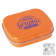 FLAT HINGED TIN with Dextrose Mints in Orange.