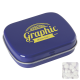 FLAT HINGED TIN with Sugar Free Mints in Blue.