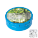 ROUND CLICK TIN with Dextrose Mints in Light Blue.