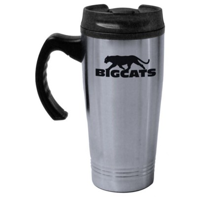 METAL TRAVEL MUG in Brushed Silver Stainless Steel Metal