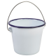 ENAMEL BUCKET WHITE with Blue Rim (0.