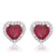 HEART SHAPE SYNTHETIC RUBY AND SWAROVSKI ELEMENT SIMULATED DIAMOND VALENTINES STUD EARRINGS.
