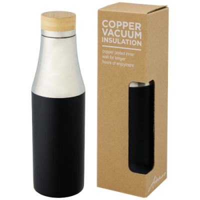 HULAN 540 ML COPPER VACUUM THERMAL INSULATED STAINLESS STEEL METAL BOTTLE with Bamboo Lid