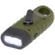 HELIOS RECYCLED PLASTIC SOLAR KINETIC DYNAMO DYNAMO TORCH with Carabiner in Army Green.