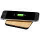 LEAF 5W BAMBOO AND FABRIC CORDLESS CHARGER PAD in Natural & Solid Black.