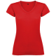 VICTORIA SHORT SLEEVE LADIES V-NECK TEE SHIRT in Red.