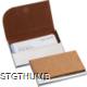 METAL BUSINESS CARD HOLDER with Cork Surface in Beige.