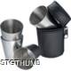 FOUR STAINLESS STEEL METAL CUP in Black Case.