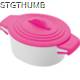 PORCELAIN FOOD POT with Silicon Lid & Heat Protected Handles in Pink.