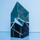 15CM CLEAR TRANSPARENT & ONYX BLACK OPTICAL CRYSTAL FACETTED PRISM AWARD.