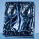 2 DIAMANTE WINE GLASSES WITH a KISS CUT DESIGN IN a SATIN LINED GIFT BOX.