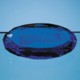 10CM SAPPHIRE BLUE OPTIC OVAL FACET PAPERWEIGHT.