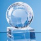 5CM OPTICAL CRYSTAL GLOBE MOUNTED ON a CLEAR TRANSPARENT CRYSTAL BASE.