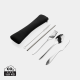 4 PCS STAINLESS STEEL METAL RE-USABLE CUTLERY SET in Silver.