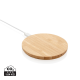 BAMBOO 5W ROUND CORDLESS CHARGER in Brown.