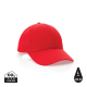 MPACT 6 PANEL 190GR RECYCLED COTTON CAP with Aware™ Tracer in Red.