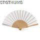 MILOS HAND FAN with Wood Ribs & Rpet Fabric.