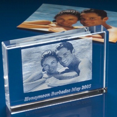 PHOTO CUBE BLOCK ENGRAVED with Unique Photo in Crystal.