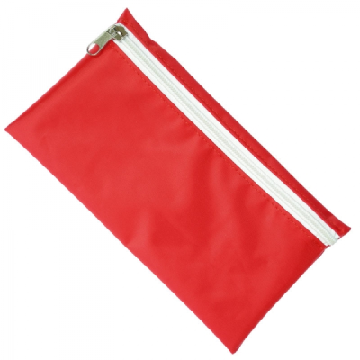 NYLON PENCIL CASE in Red with White Zip.