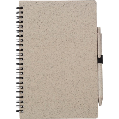 WHEAT STRAW NOTE BOOK with Pen (Approx A5) in Brown.