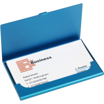 ALUMINIUM METAL CARD HOLDER in Light Blue.