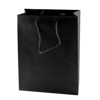 MATT LAMINATED PAPER BAG 160 x 190 x 80 MM in Black.