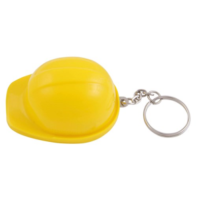 HARD HAT BOTTLE OPENER AND KEYRING CHAIN in Yellow.