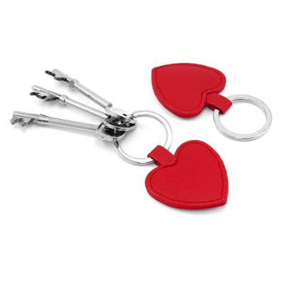HEART SHAPE KEYRING FOB in Belluno, a Vegan Colour Leatherette with a Subtle Grain.