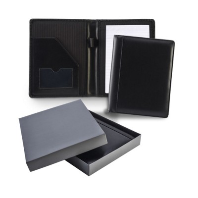 ASCOT HIDE LEATHER A5 CONFERENCE FOLDER in Black.