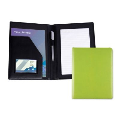 LIME GREEN A5 CONFERENCE FOLDER in Belluno, a Vegan Colour Leatherette with a Subtle Grain.