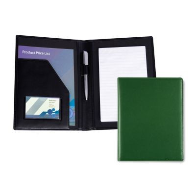 MID GREEN A5 CONFERENCE FOLDER in Belluno, a Vegan Colour Leatherette with a Subtle Grain.