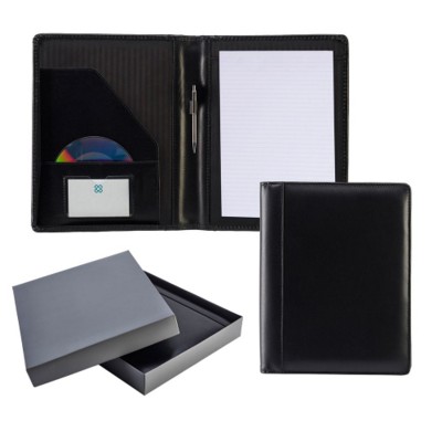 ASCOT HIDE LEATHER ZIP CONFERENCE FOLDER in Black.