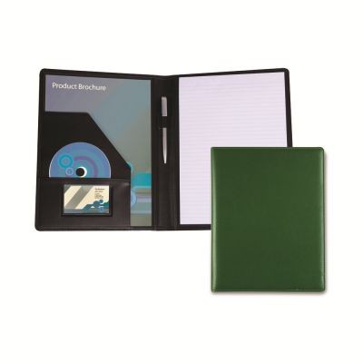 MID GREEN A4 CONFERENCE FOLDER in Belluno, a Vegan Colour Leatherette with a Subtle Grain.